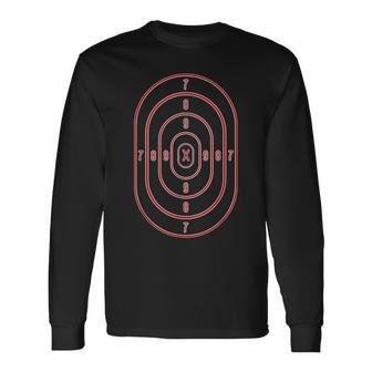 Shooting Range Target Practice Sheet Red Bullseye Long Sleeve T-Shirt - Monsterry UK