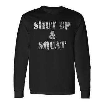 Shut Up And Squat Leg Day Vintage Long Sleeve T-Shirt - Monsterry DE