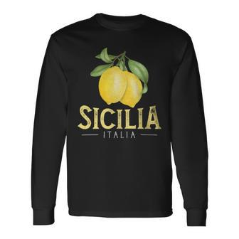 Sicilia Italia Italian Lemons Proud Sicilian Long Sleeve T-Shirt - Monsterry UK