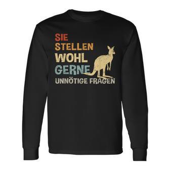 Sie Stellen Wohl Gerne Unnecessary Fragen Retro Kangaroo S Langarmshirts - Geschenkecke