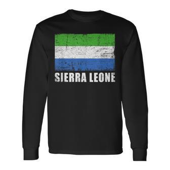 Sierra Leone Flag Grunge Country Flag Sierra Leone Long Sleeve T-Shirt - Monsterry AU