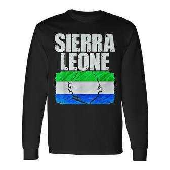 Sierra Leone Flag Map Emblem Long Sleeve T-Shirt - Monsterry