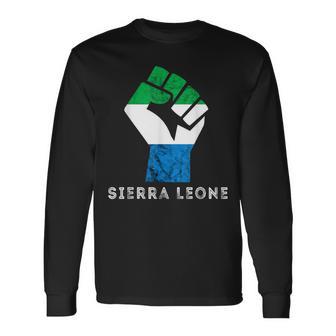 Sierra Leone Hand Fist Flag Sierra Leonean Roots Pride Long Sleeve T-Shirt - Monsterry CA