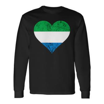 Sierra Leone Heart Siera Leonean Roots Flag Pride Love Long Sleeve T-Shirt - Monsterry UK