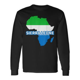 Sierra Leone Sierra Leonean Pride Flag Map Africa Print Long Sleeve T-Shirt - Thegiftio UK