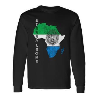 Sierra Leone Map Flag Of Sierra Leonean Pride Roots Long Sleeve T-Shirt - Monsterry UK