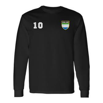 Sierra Leone Number 10 Soccer Flag Football Jersey Leonean Long Sleeve T-Shirt - Monsterry CA