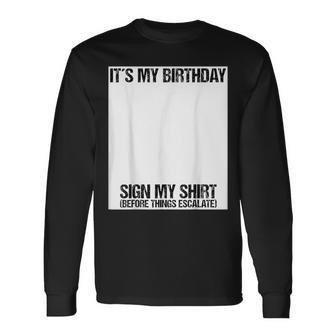 Sign My Birthday Party Ice Breaker & Womens Long Sleeve T-Shirt | Mazezy