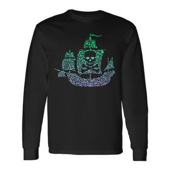 Silhouette Icon Pirate Pirate Ship Boys Pirate Long Sleeve T-Shirt - Seseable