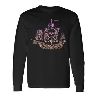 Silhouette Icon Pirate Pirate Ship Girls Pirate Long Sleeve T-Shirt - Seseable