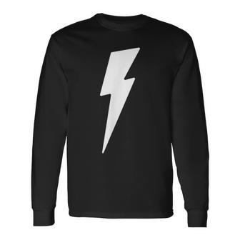 Simple Lightning Bolt In White Thunder Bolt Graphic Long Sleeve T-Shirt - Thegiftio UK