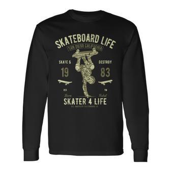 Skateboard Skateboard Life Skate & Destroy Vintage Long Sleeve T-Shirt - Monsterry CA