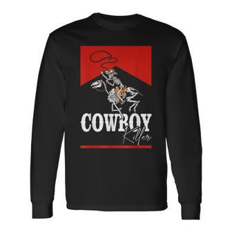 Skeleton Western Cowgirl Cowboy Killers Country Rodeo Long Sleeve T-Shirt - Seseable