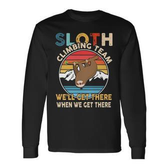 Sloth Climbing Team Retro Vintage Hiking Climbing Long Sleeve T-Shirt | Mazezy