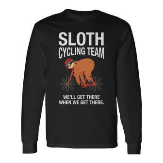 Sloth Cycling Team Lazy Sloth Sleeping Bicycle Long Sleeve T-Shirt | Mazezy