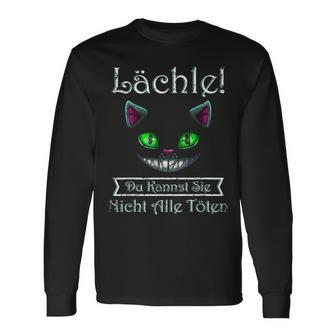 Smile Du Kannst Sie Nicht Alle Töten Cheshire Cat Black Langarmshirts - Seseable
