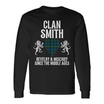 Smith Clan Scottish Name Coat Of Arms Tartan Family Party Long Sleeve T-Shirt - Seseable