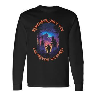 Smokey Bear Starry Night Scene Only You Can Prevent Wildfire Long Sleeve T-Shirt - Monsterry