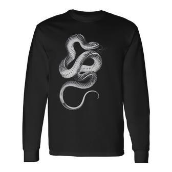 Snake Serpent Cobra Coil Blackwork Long Sleeve T-Shirt - Thegiftio UK
