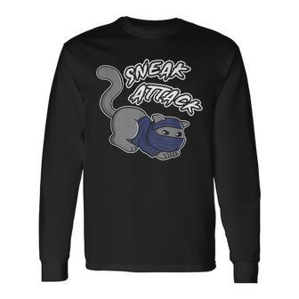 Sneak Attack Thief Gamer Video Gamer Fun Gaming Cat Long Sleeve T-Shirt - Monsterry CA