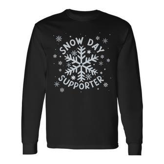 Snow Day Supporter Snowflake Winter Let It Snow Long Sleeve T-Shirt - Seseable