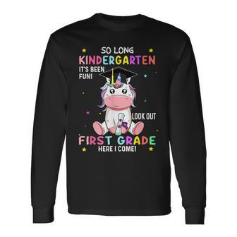 So Long Kindergarten Graduation Class 2024 Unicorn Girls Long Sleeve T-Shirt | Mazezy