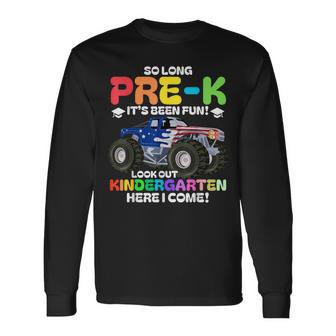 So Long Pre-K Kindergarten Graduation Monster Truck Usa Long Sleeve T-Shirt - Monsterry AU