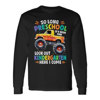 So Long Preschool Graduation Class 2024 Monster Truck Long Sleeve T-Shirt - Seseable