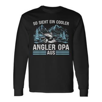 So Sieht ein Cooler Angler Opa Aus Langarmshirts Schwarz für Männer - Seseable