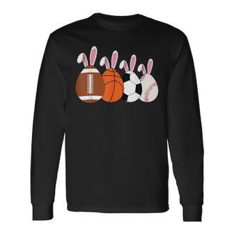 Soccer Basketball Baseball Football Sports Easter Rabbits Long Sleeve T-Shirt | Mazezy UK