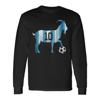 Soccer Football Greatest Of All Time Goat Number 10 Long Sleeve T-Shirt - Thegiftio UK