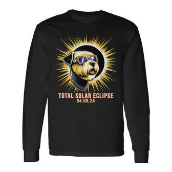 Soft-Coated Wheaten Terrier Dog Watching Total Solar Eclipse Long Sleeve T-Shirt - Seseable