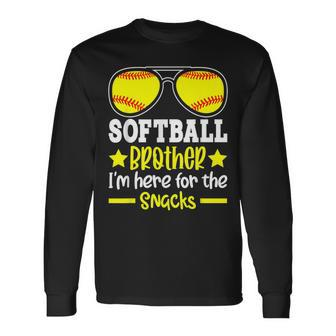 Softball Brother I'm Just Here For The Snacks Retro Long Sleeve T-Shirt - Seseable