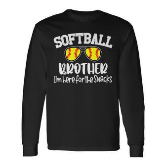 Softball Brother I'm Just Here For The Snacks Retro Softball Long Sleeve T-Shirt | Mazezy