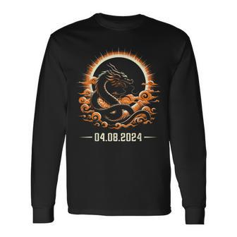 Solar Eclipse 2024 America Totality 04 08 24 Mythical Dragon Long Sleeve T-Shirt | Mazezy