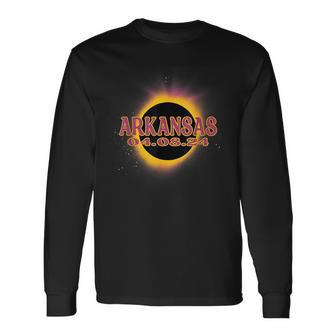 Solar Eclipse 2024 Arkansas America Totality Event Long Sleeve T-Shirt - Monsterry