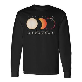 Solar Eclipse 2024 Arkansas Total Eclipse America Graphic Long Sleeve T-Shirt - Thegiftio UK