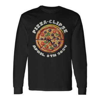 Solar Eclipse 2024 Pizza-Clipse Eclipse 2024 Long Sleeve T-Shirt - Monsterry CA