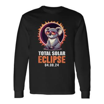 Solar Eclipse 2024 Koala Wearing Solar Eclipse Glasses Long Sleeve T-Shirt - Seseable