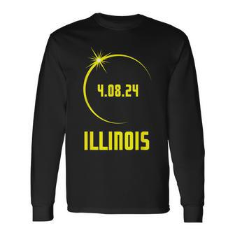 Solar Eclipse 2024 North America Illinois Usa 40824 Long Sleeve T-Shirt - Monsterry UK