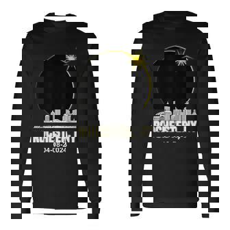 Solar Eclipse 2024 Rochester Skyline New York Solar Eclipse Long Sleeve T-Shirt | Mazezy