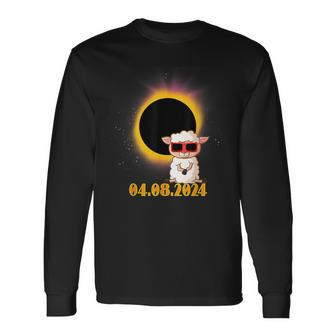 Solar Eclipse 2024 Sheep With Solar Eclipse Glasses Long Sleeve T-Shirt - Seseable