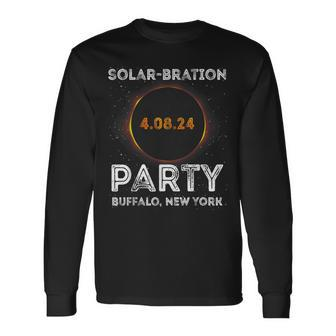 Solar Eclipse 2024 Solar-Bration Party Buffalo New York Long Sleeve T-Shirt - Monsterry AU