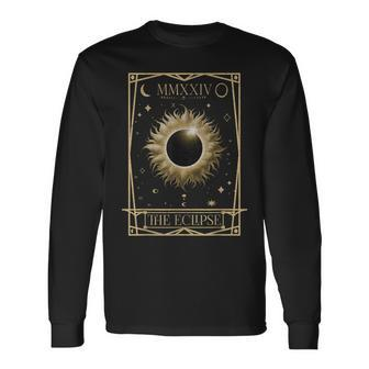 Solar Eclipse 2024 Total Eclipse Astronomy Tarot Card Long Sleeve T-Shirt | Mazezy