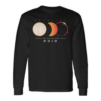 Solar Eclipse 2024 Total Eclipse Ohio America Graphic Long Sleeve T-Shirt - Monsterry DE