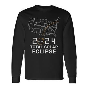 Solar Eclipse 2024 Usa Path Of Totality Map April 8 2024 Long Sleeve T-Shirt - Thegiftio