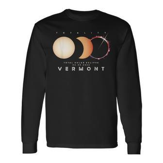 Solar Eclipse 2024 Vermont Total Eclipse American Graphic Long Sleeve T-Shirt | Mazezy