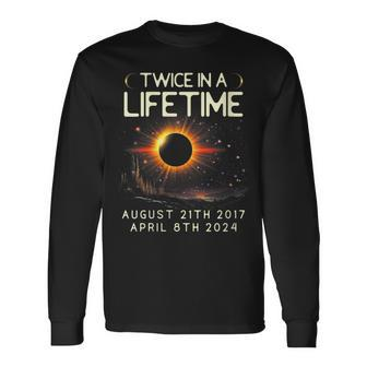 Solar Eclipse Astronomy Twice In Lifetime 2024 Solar Eclipse Long Sleeve T-Shirt | Mazezy