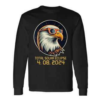 Solar Eclipsetwice In Lifetime 2024 Solar Eclipse Bald Eagle Long Sleeve T-Shirt | Mazezy
