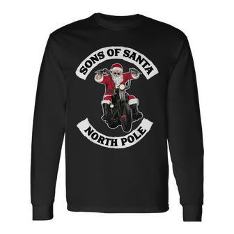 Sons Of Santa Biker Santa Santa On Motorcycle Long Sleeve T-Shirt - Monsterry DE